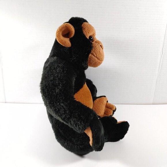 Chimpanzee Monkey Plush Black Brown Realistic 12 Inch Stuffed  Animal - Picture 2 of 3